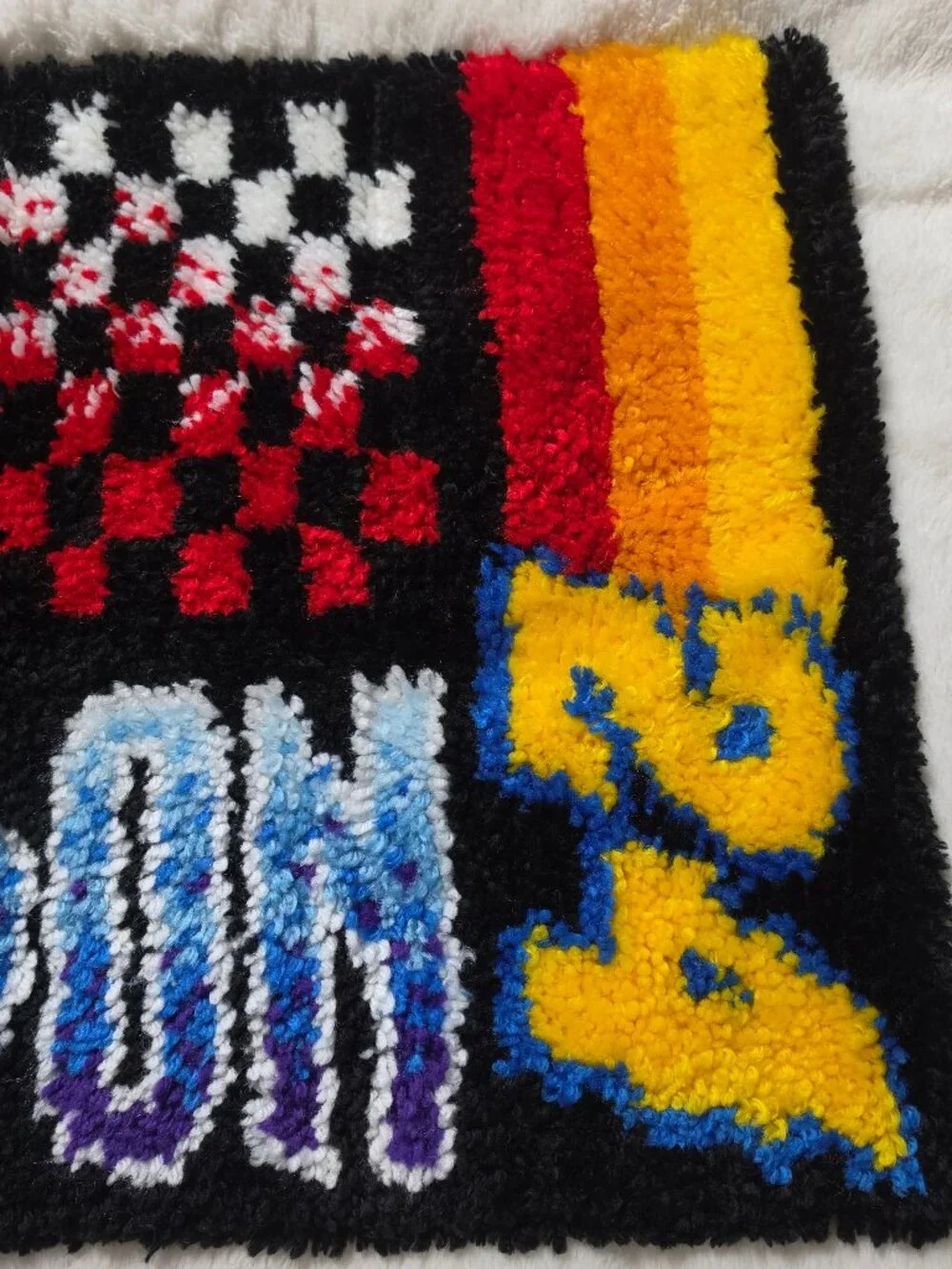 Vintage NASCAR Jeff Gordon 24 Latch Hook Rug Wall Hanging 90s Racing Tapestry